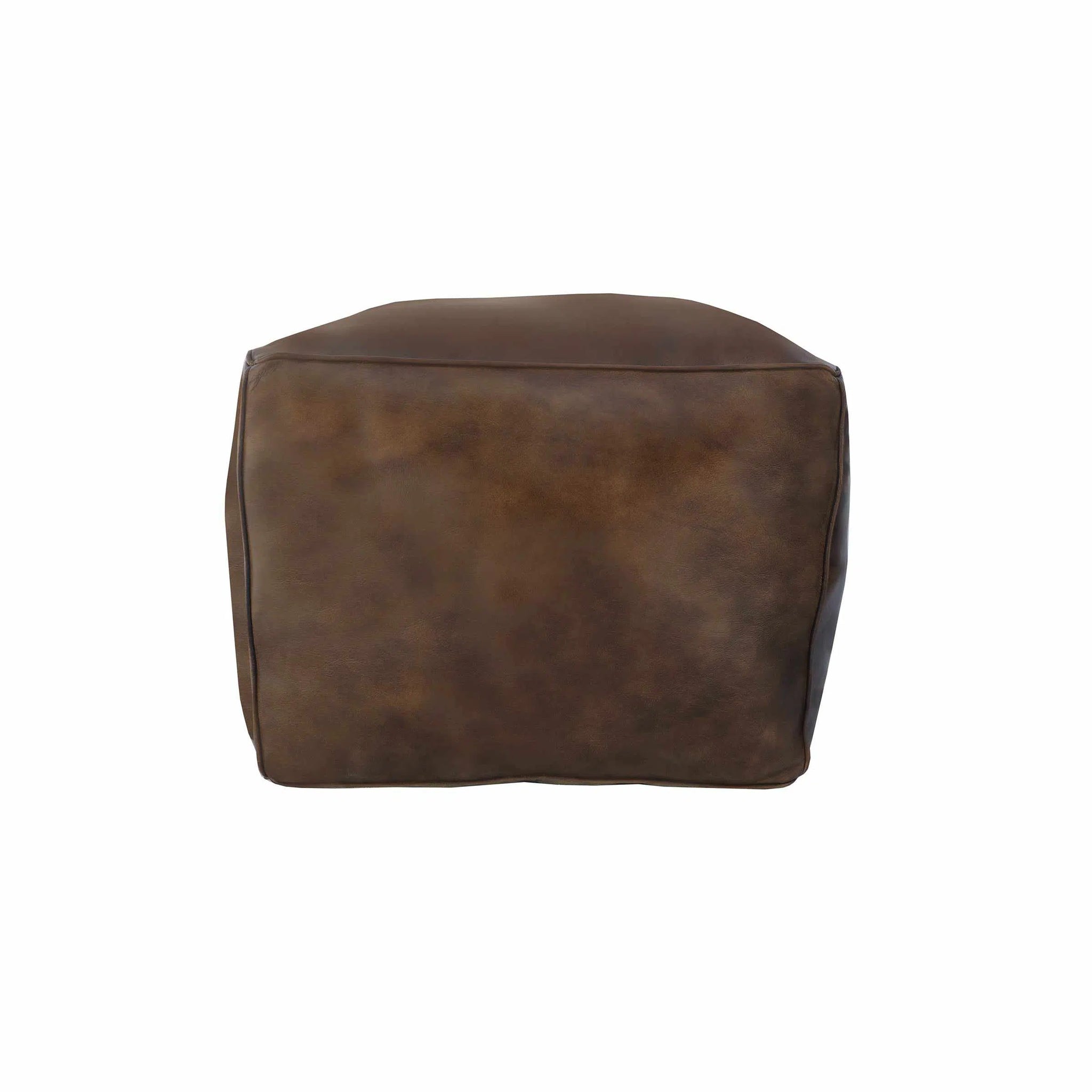 Sebastion Leather Pouffe - Dark Grey