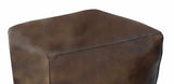 Sebastion Leather Pouffe - Dark Grey