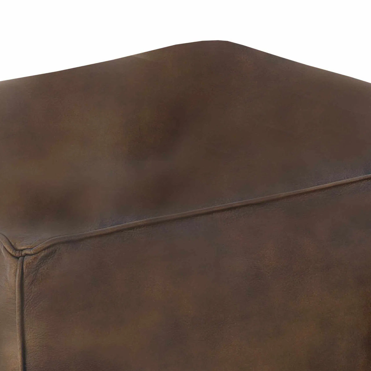 Sebastion Leather Pouffe - Dark Grey