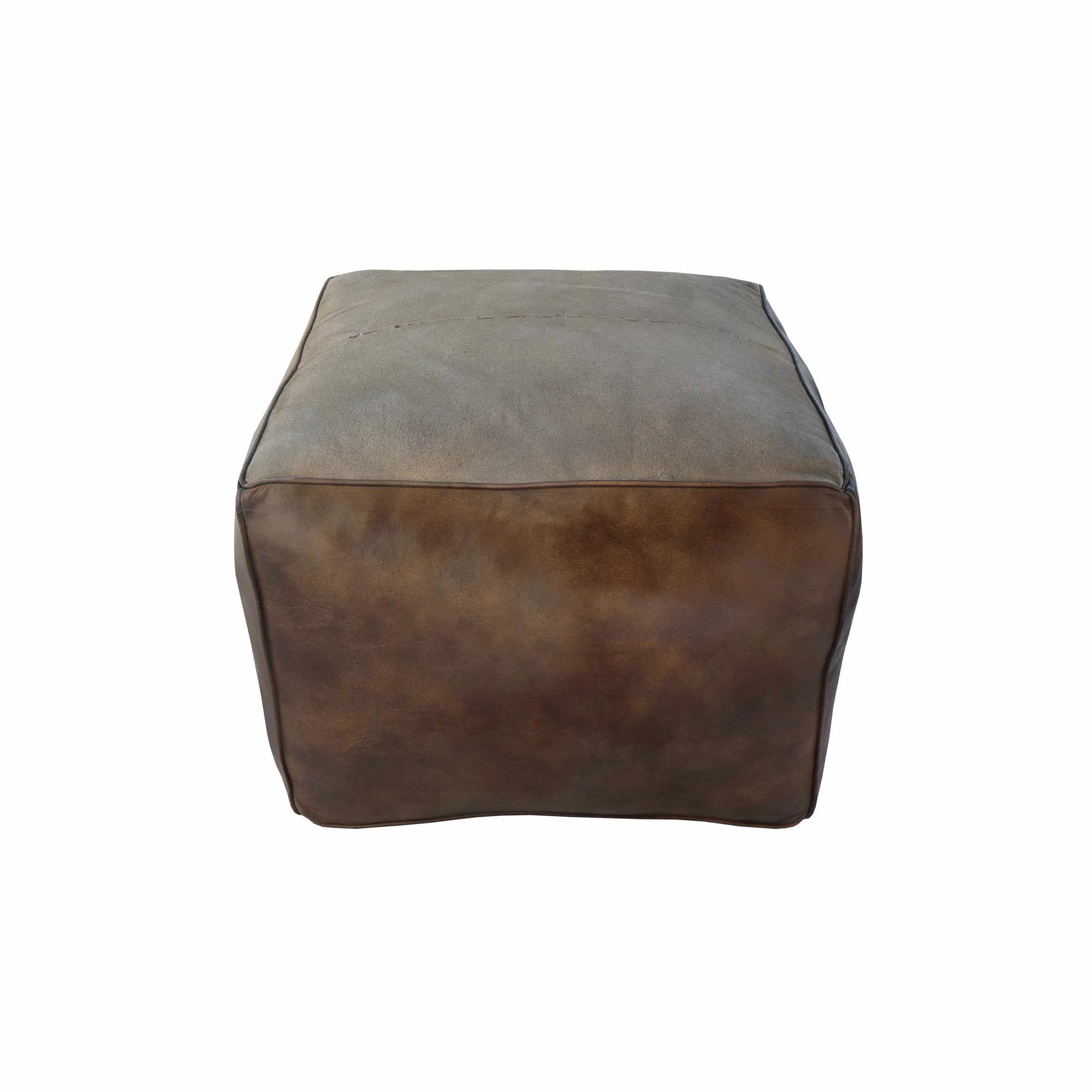 Sebastion Leather Pouffe - Dark Grey