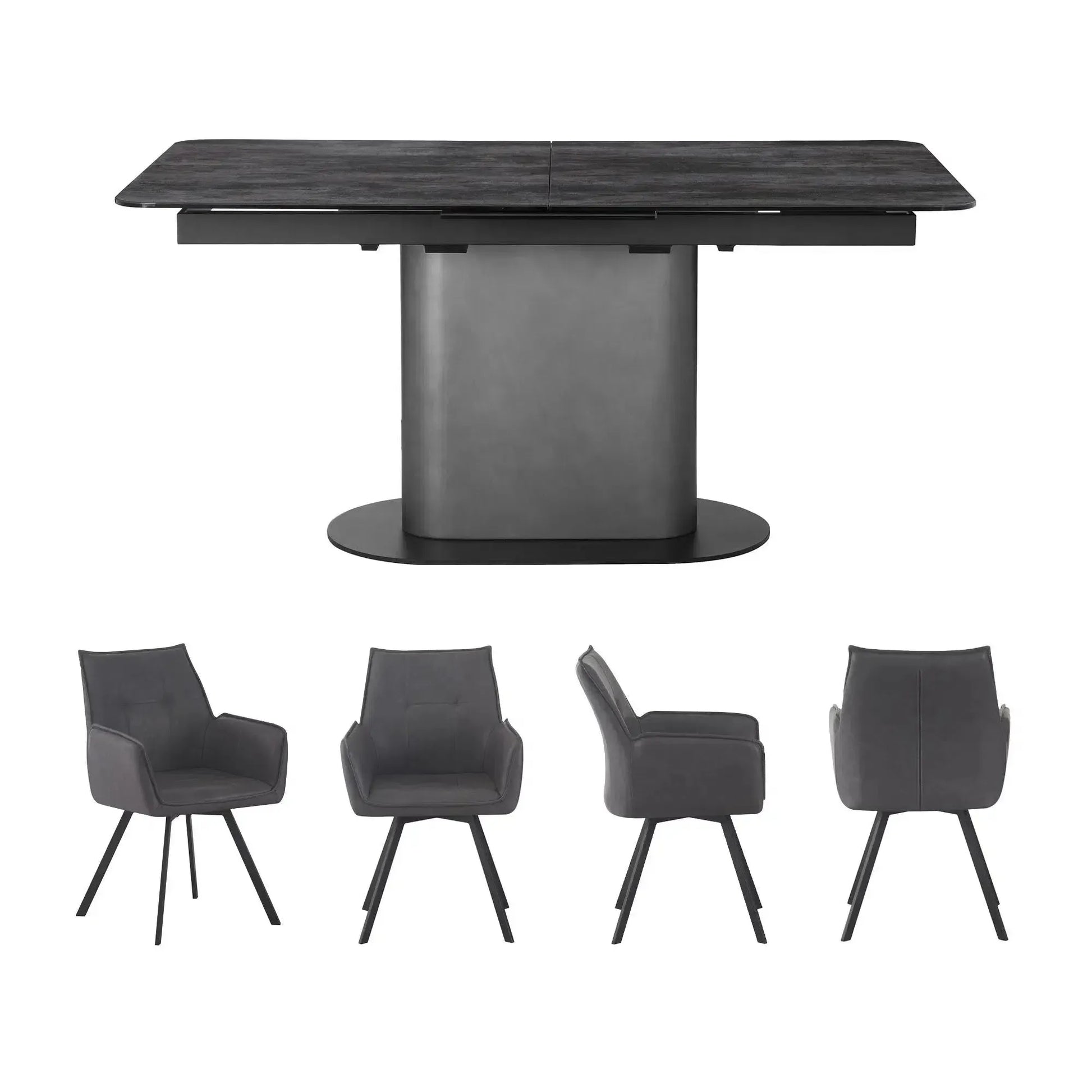 Shimmer Dining Table & 4 Sloane Dining Chairs