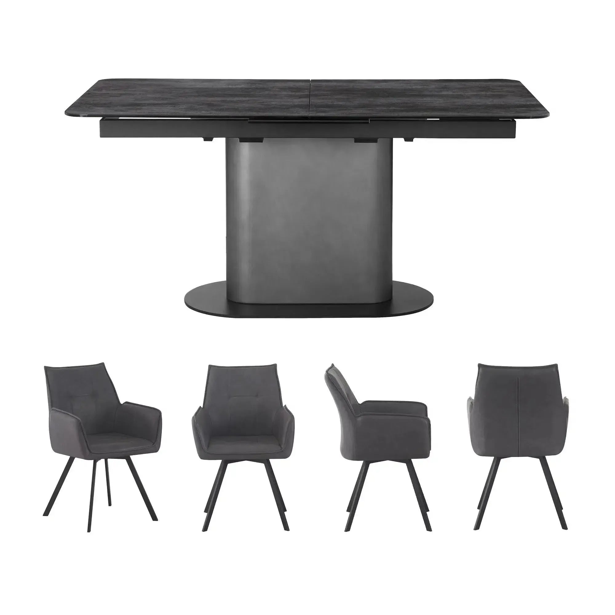 Shimmer Dining Table & 4 Sloane Dining Chairs