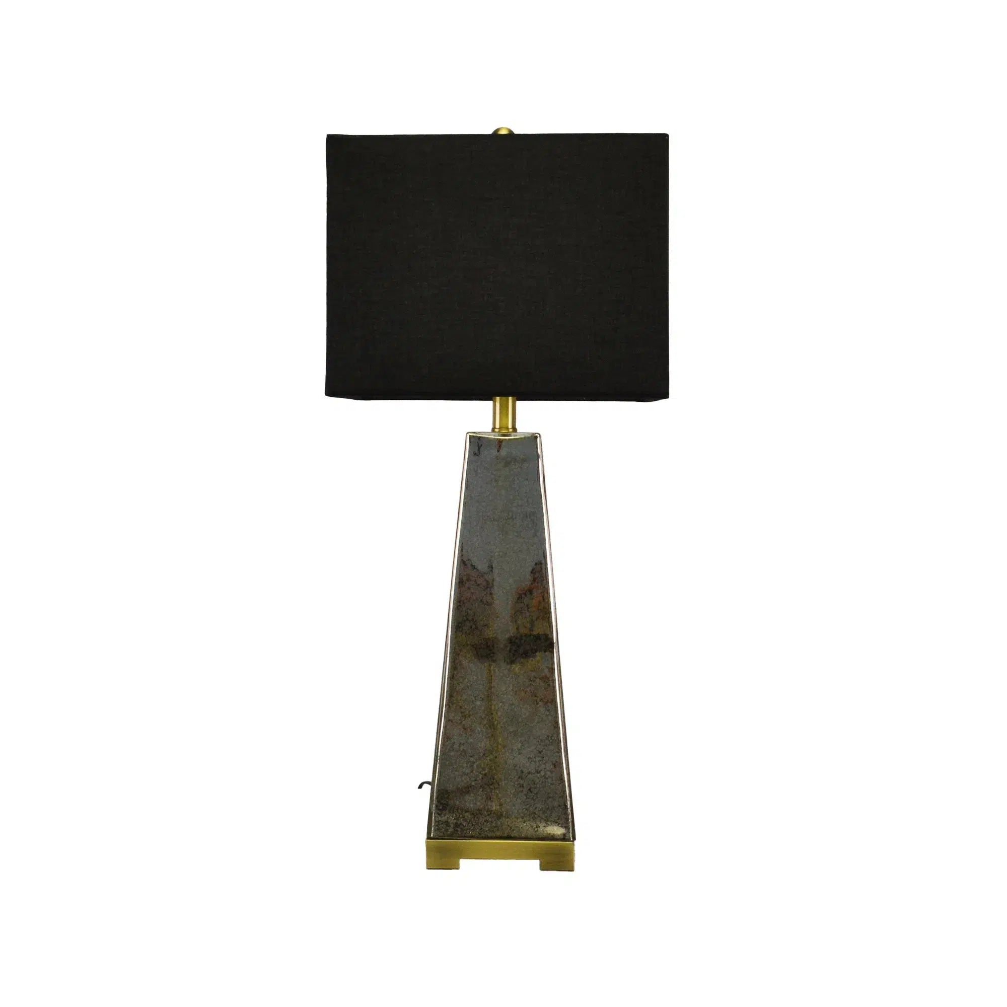 Silver Pyramid Lamp with Black Shade