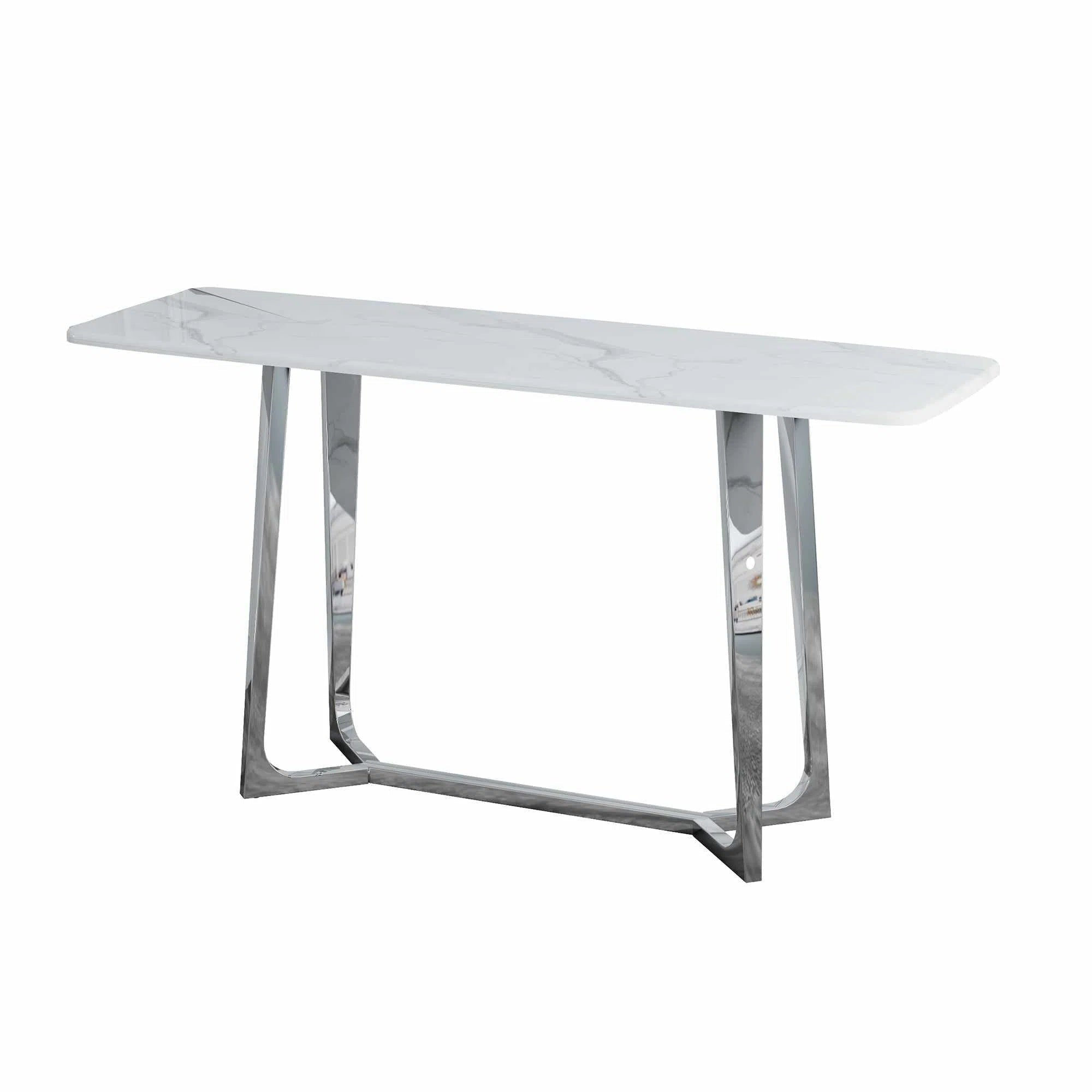 Silver and Marble Console Table