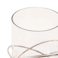 Steel Ring Candle Holder with Glass Nickel