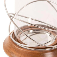 Steel Ring Candle Holder with Glass Nickel