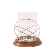 Steel Ring Candle Holder with Glass Nickel