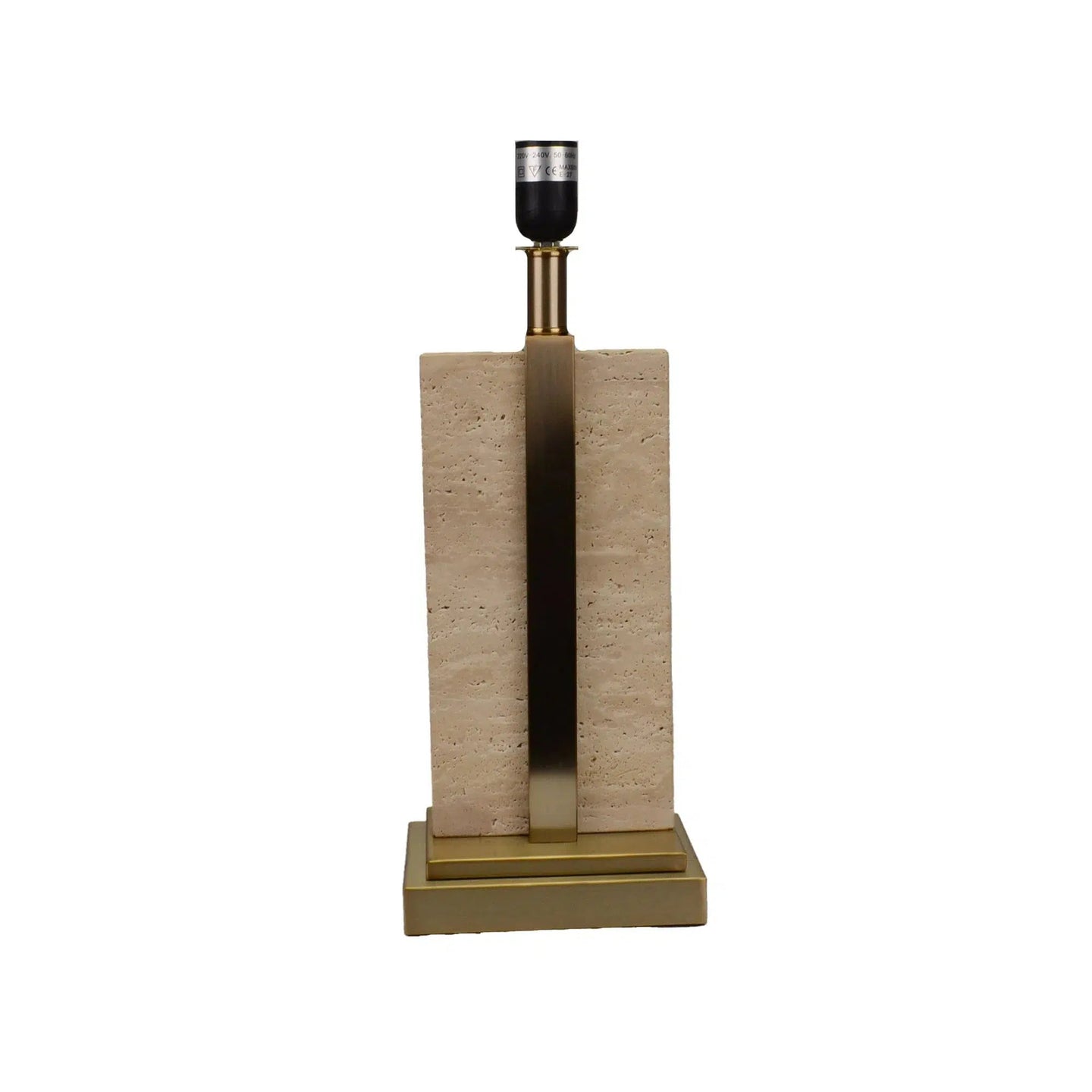 Stone and Champagne Gold Lamp with Oatmeal Linen Shade