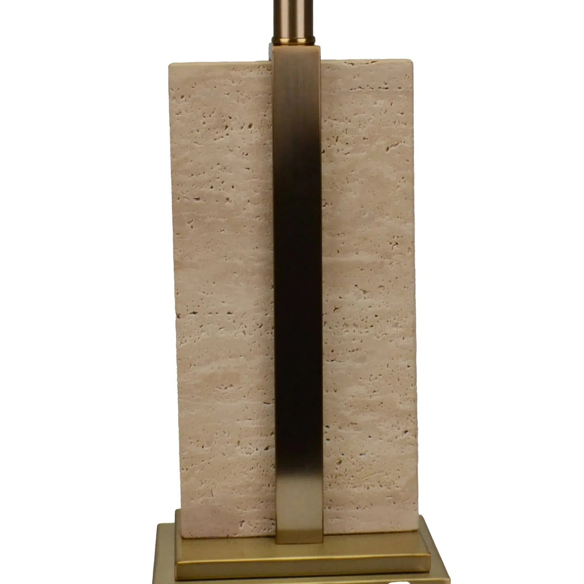 Stone and Champagne Gold Lamp with Oatmeal Linen Shade