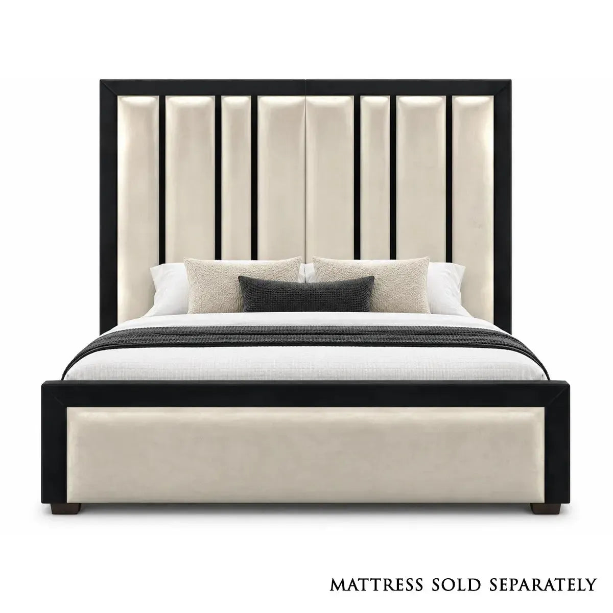 Symphony King Size Bed in Plush Cream with Ebony Piping