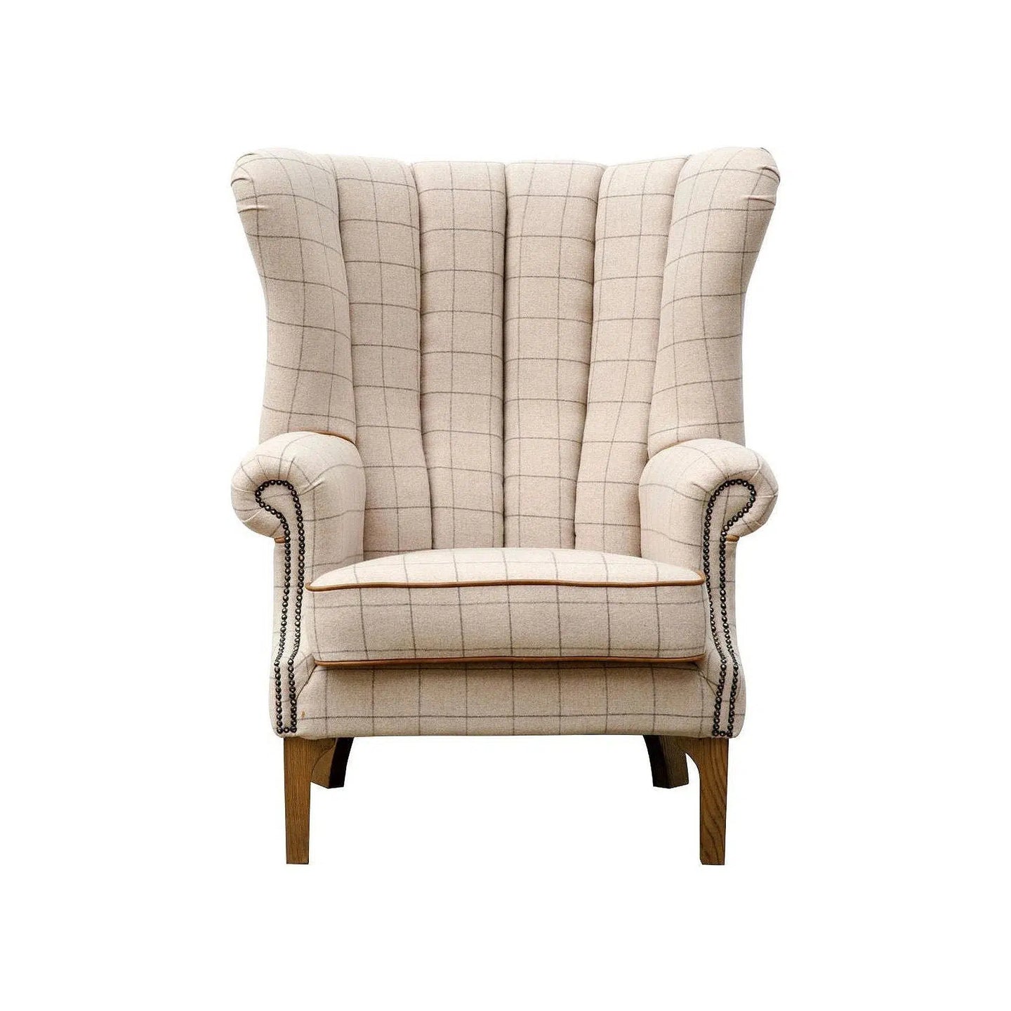 Tobias - Fluted Wing Accent Chair in Leather and Wool (Combi 3)