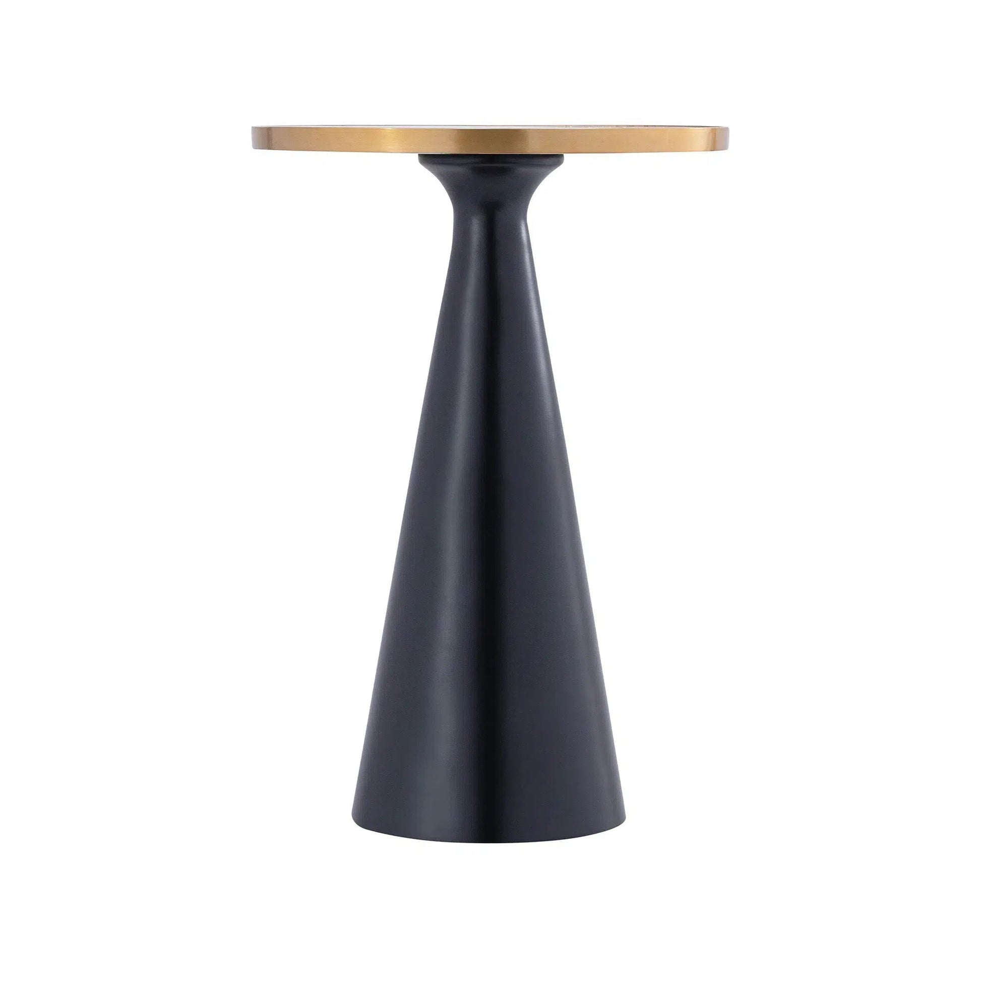 Two Tone Side Table with White Marble Top