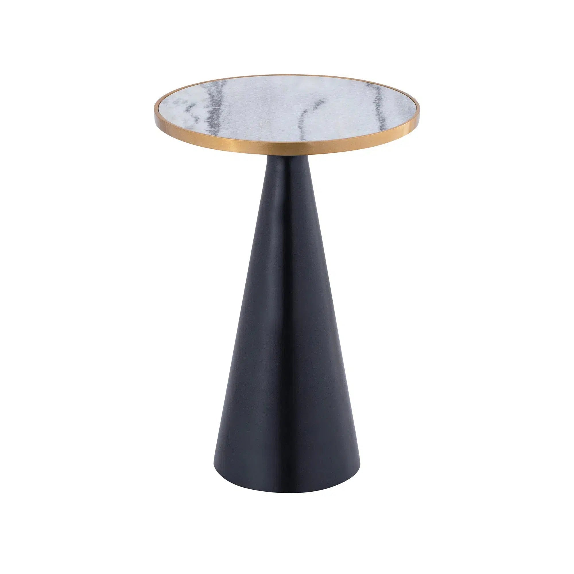 Two Tone Side Table with White Marble Top