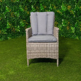 Valentina Grey Rattan Dining Chair Solid Arm