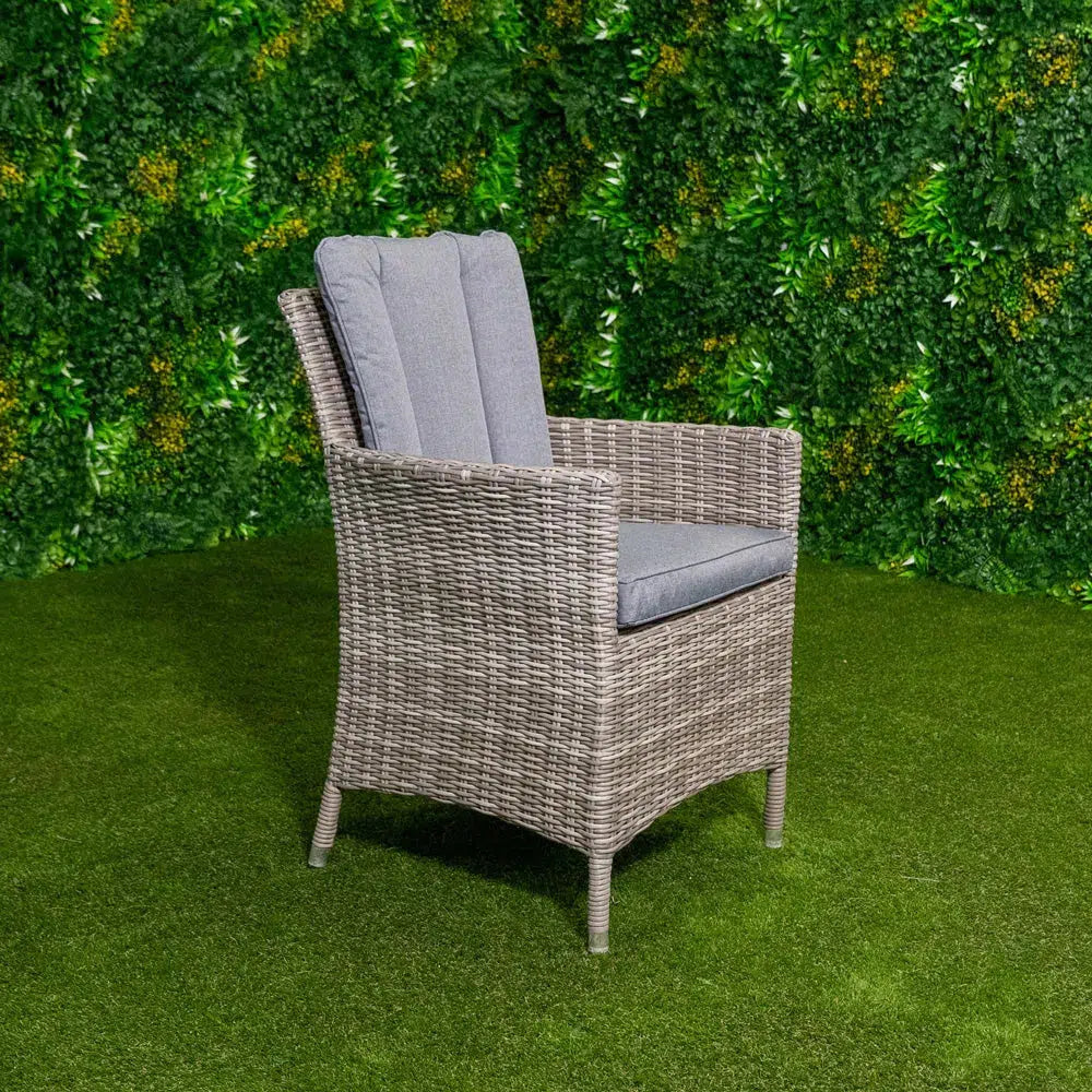 Valentina Grey Square Rattan Set + 4 Solid Arm Chairs