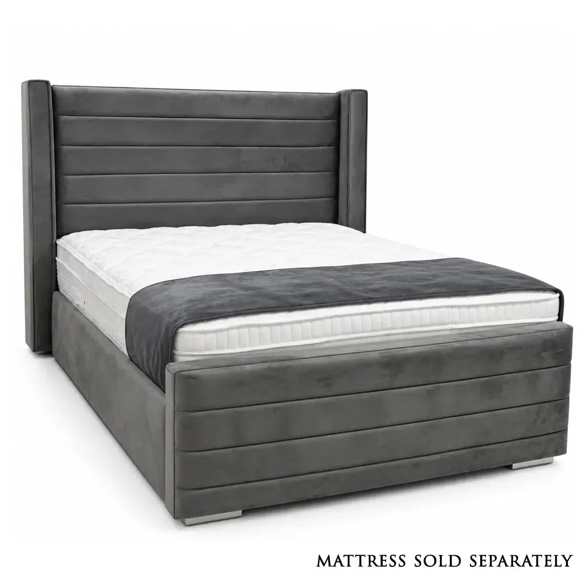Vegas Double Bed in Plush Grey