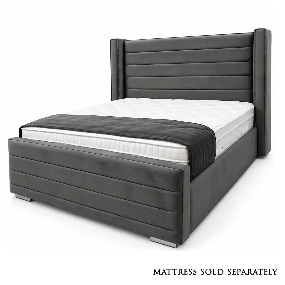 Vegas Double Bed in Plush Grey