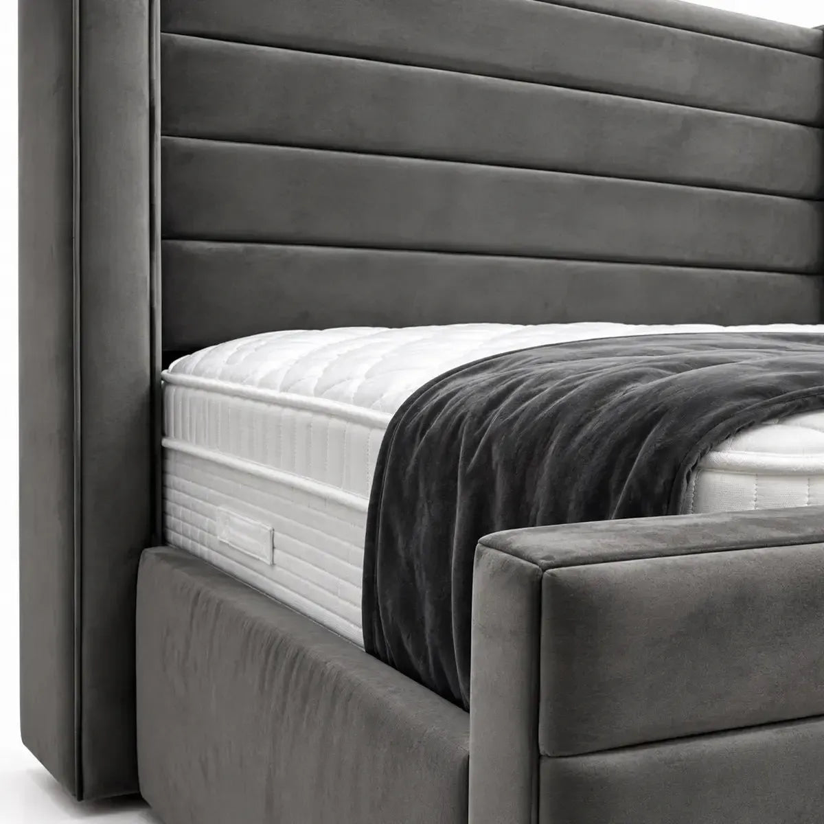 Vegas Double Bed in Plush Grey