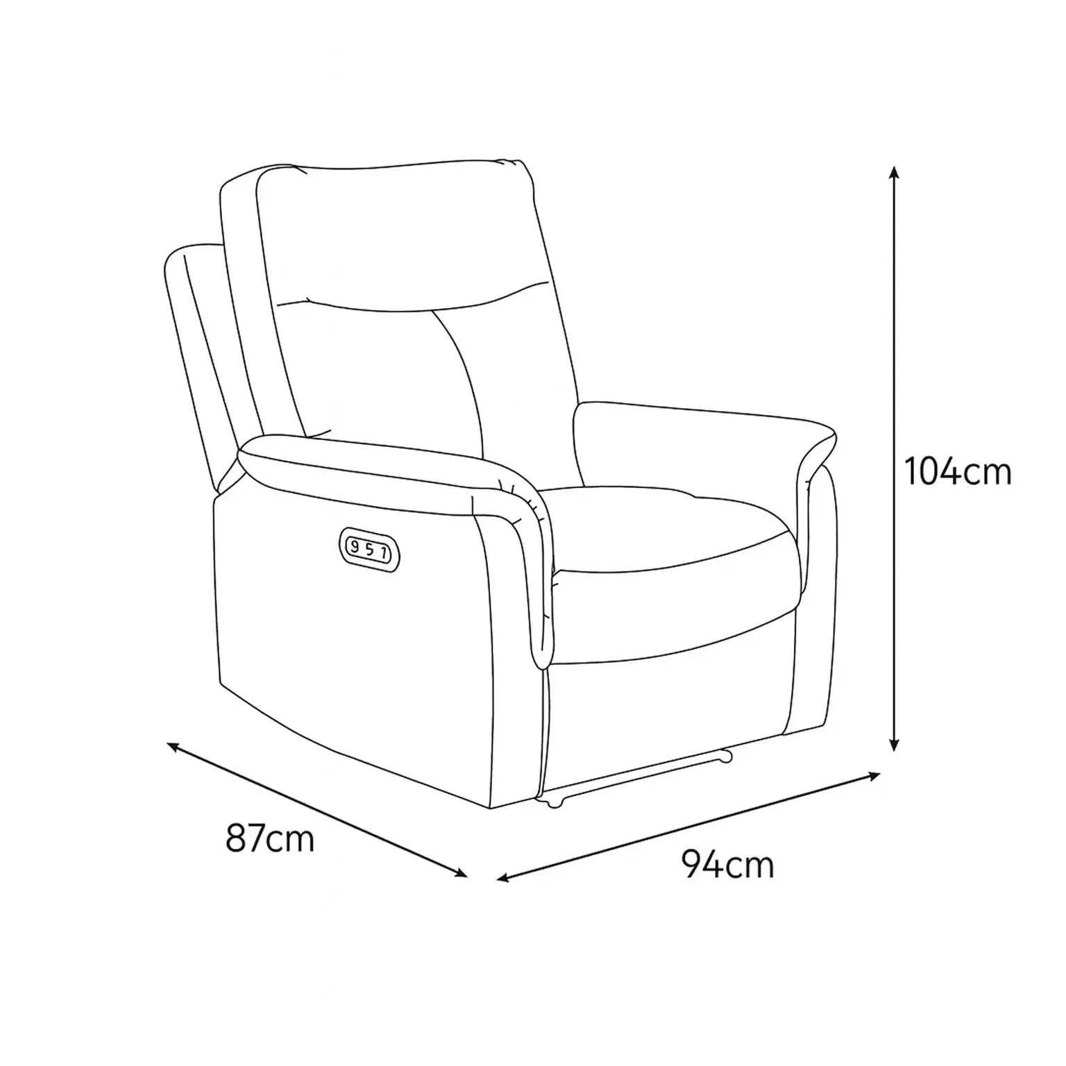 Waverly - 1 Seater Power Recliner - Grey