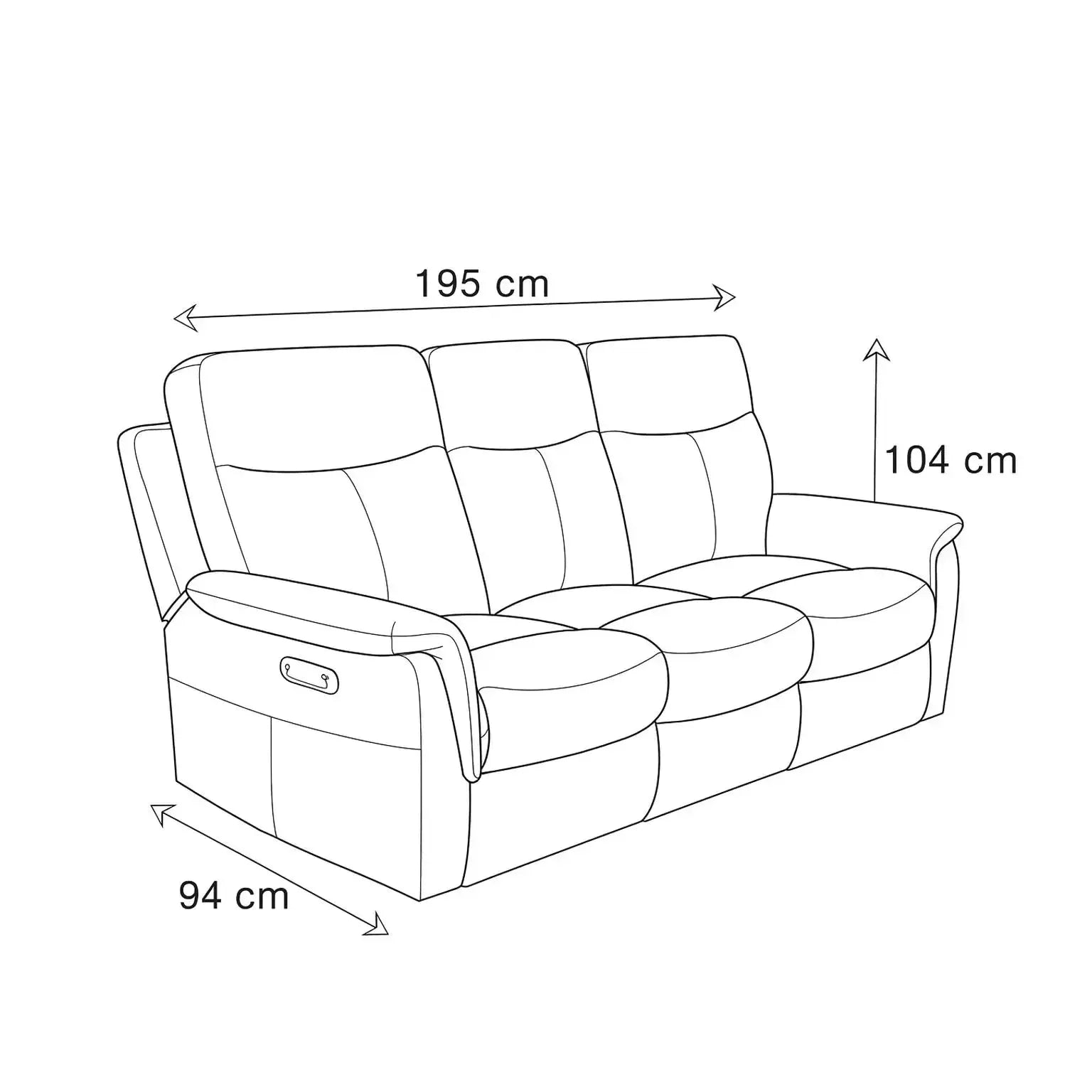 Waverly - 3 Seater Power Recliner - Dark Grey