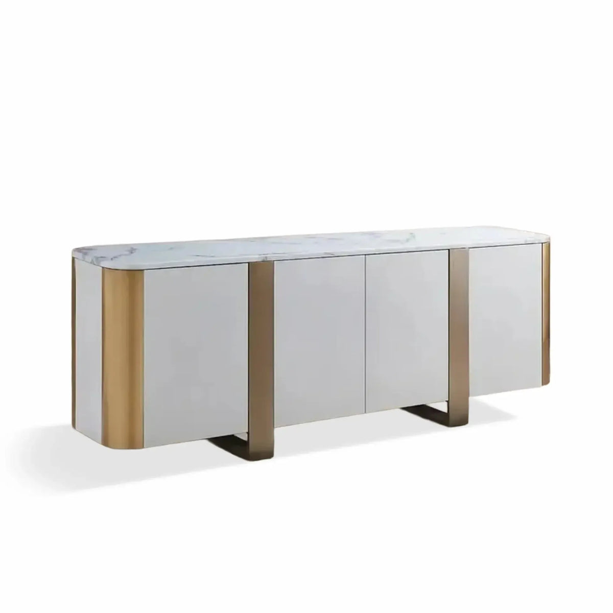 White 4 Door Sideboard with Gold Detail