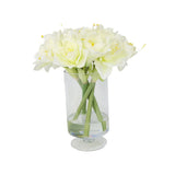 White Artificial Amaryllis Arrangement in Hurricane Vase