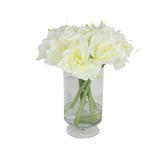 White Artificial Amaryllis Arrangement in Hurricane Vase