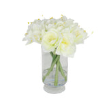 White Artificial Amaryllis Arrangement in Hurricane Vase