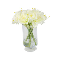 White Artificial Amaryllis Arrangement in Hurricane Vase