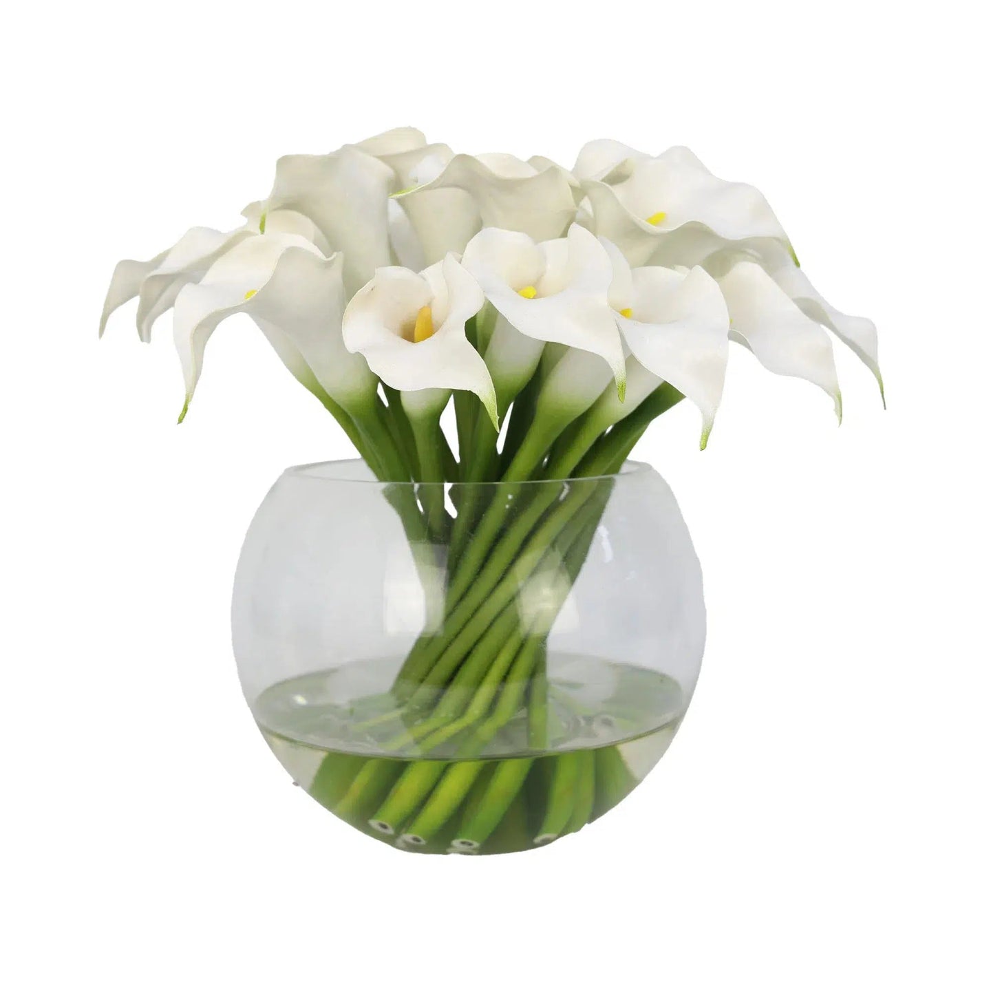 White Artificial Calla Lily Arrangement in Global Vase - Large