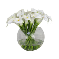 White Artificial Calla Lily Arrangement in Global Vase - Large