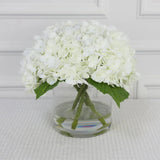 White Artificial Hydrangea Arrangement in Cylindrical Vase - Large