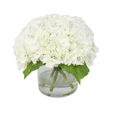 White Artificial Hydrangea Arrangement in Cylindrical Vase - Large