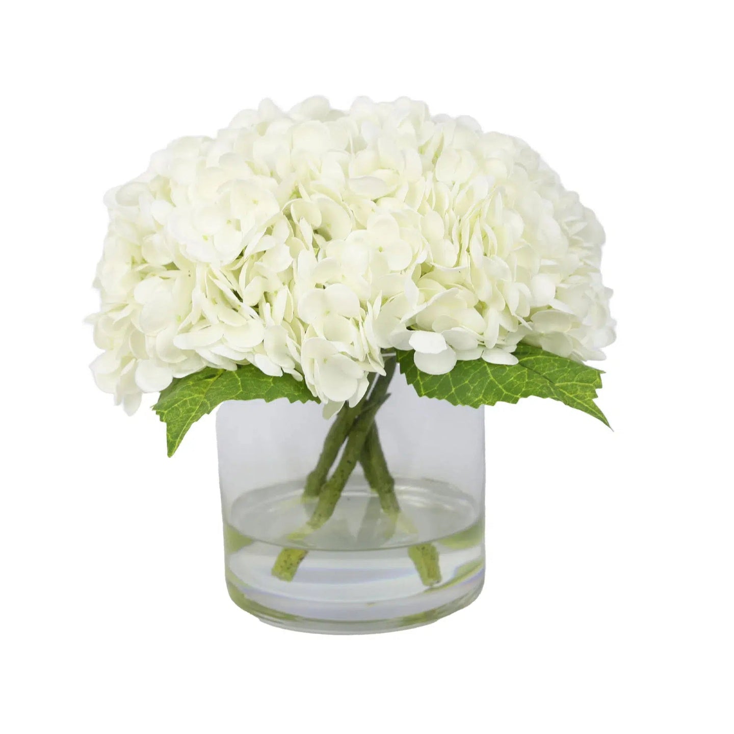 White Artificial Hydrangea Arrangement in Cylindrical Vase - Large