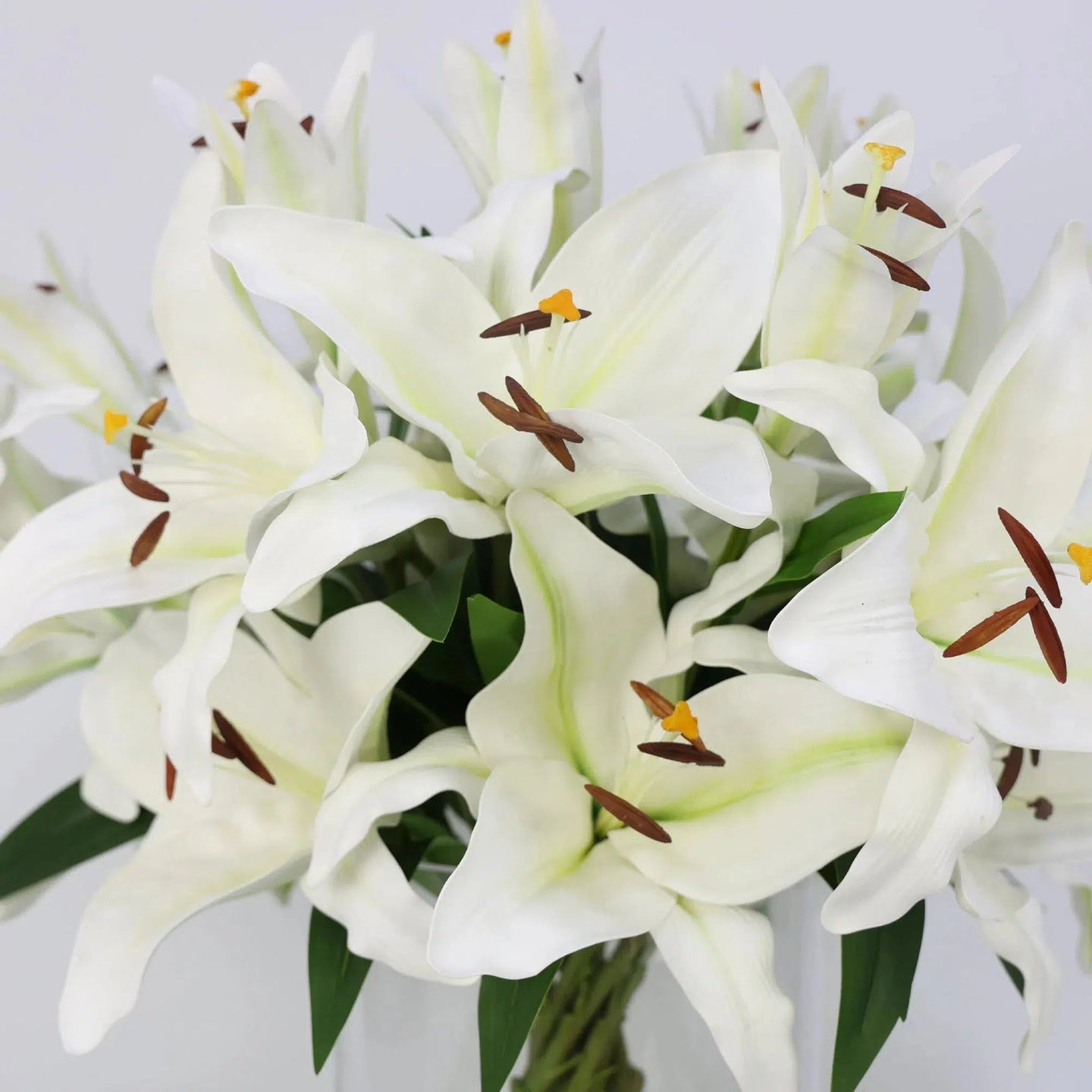 White Artificial Lily Arrangement in Cylindrical Vase