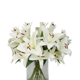 White Artificial Lily Arrangement in Cylindrical Vase