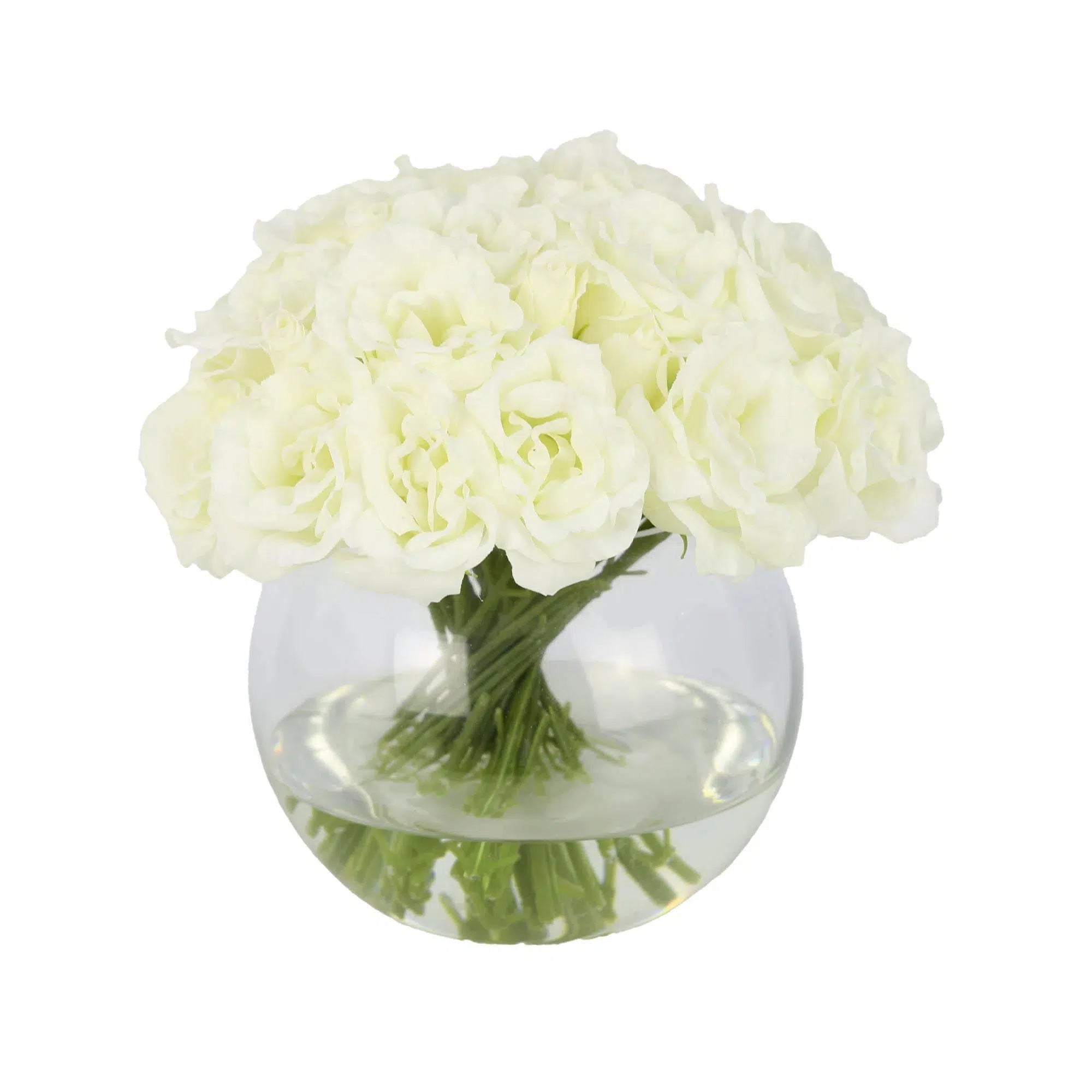 White Artificial Lisianthus Arrangement in Global Vase - Large