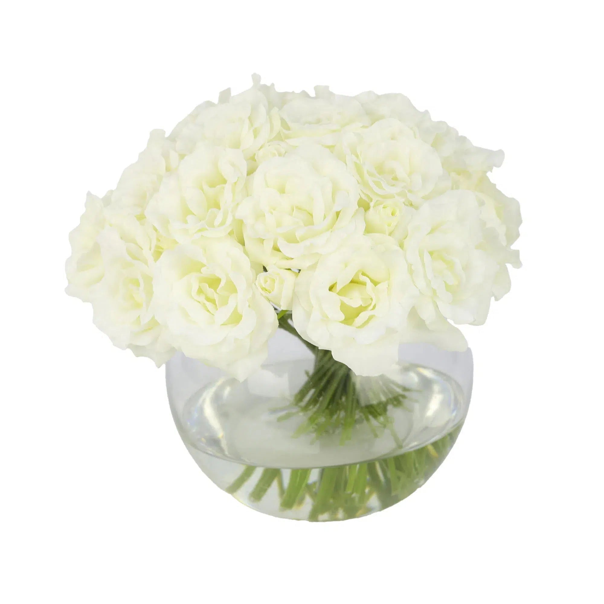 White Artificial Lisianthus Arrangement in Global Vase - Large