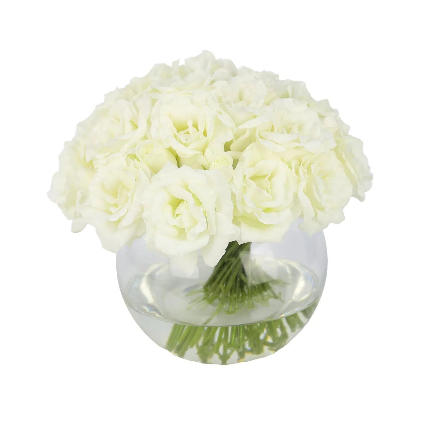 White Artificial Lisianthus Arrangement in Global Vase - Large