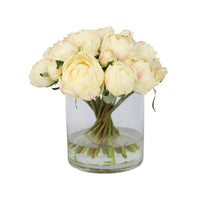 White Artificial Peony Arrangement in Cylindrical Vase - Large