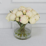 White Artificial Peony Arrangement in Cylindrical Vase - Large