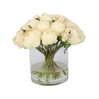 White Artificial Peony Arrangement in Cylindrical Vase - Large