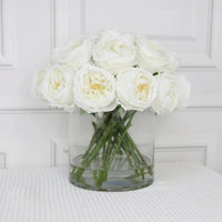 White Artificial Rose Arrangement in Cylindrical Vase - Extra large