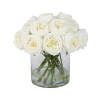 White Artificial Rose Arrangement in Cylindrical Vase - Extra large