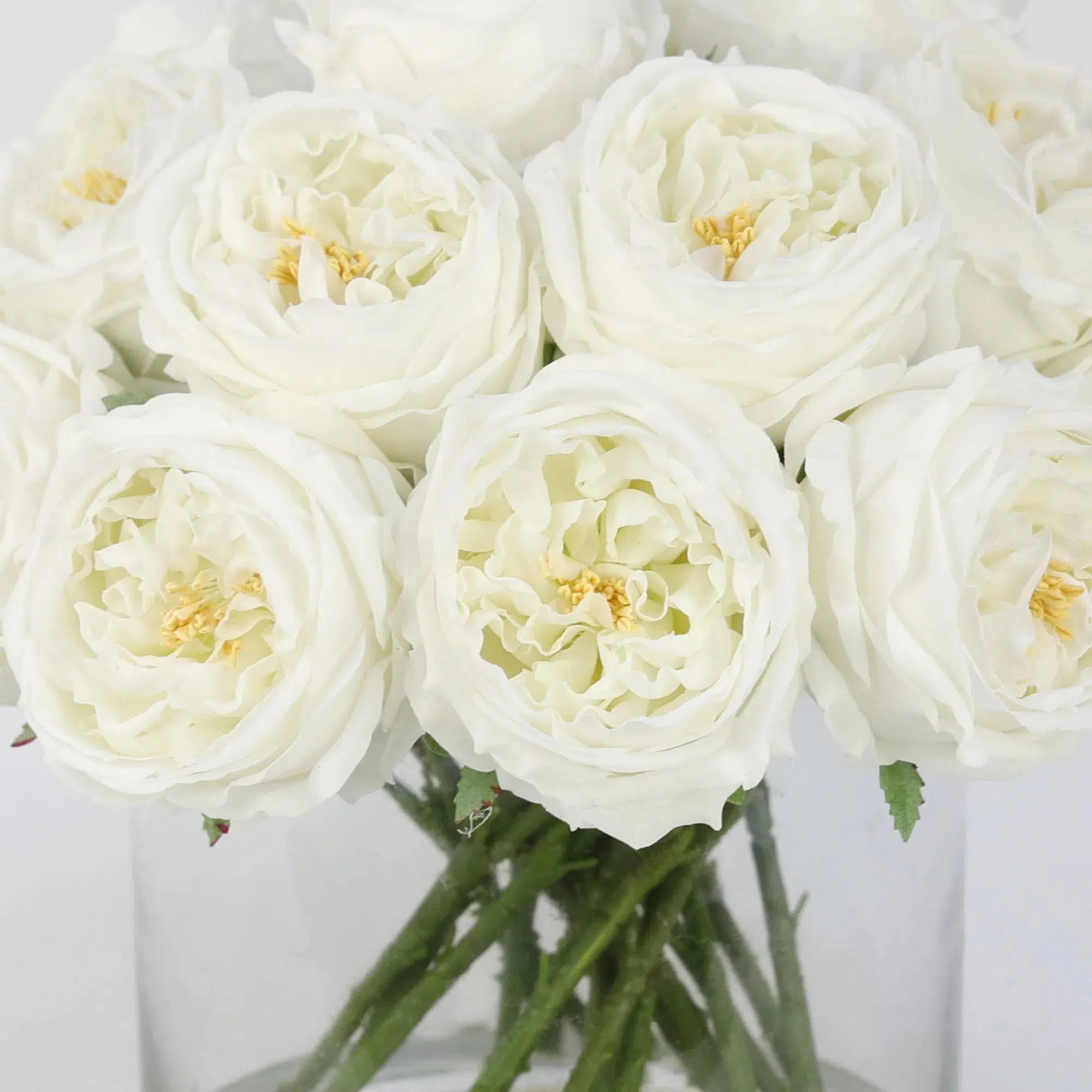 White Artificial Rose Arrangement in Cylindrical Vase - Extra large