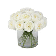 White Artificial Rose Arrangement in Cylindrical Vase - Extra large