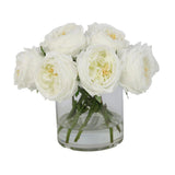 White Artificial Rose Arrangement in Cylindrical Vase - Large