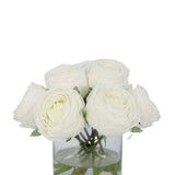 White Artificial Rose Arrangement in Cylindrical Vase - Medium