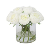 White Artificial Rose Arrangement in Cylindrical Vase - Medium