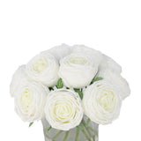 White Artificial Rose Arrangement in Cylindrical Vase - Medium